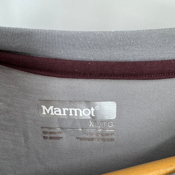 Marmot Men’s XL Colorblock Performance Tee Gray Burgundy Short Sleeve - Picture 3 of 5